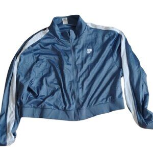 Victoria's Secret PINK Collection Plus XXL Blue and White Varsity Cropped Jacket